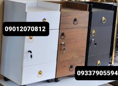 ترولی آرایشگاهی چوبی دوکشو یه کمد مشکی سفید ارسال به سراسر ایران امکان خرید حضوری