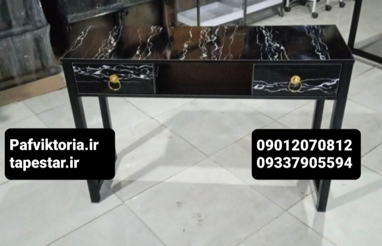 میز ناخن تک نفره دو کشو فلز مشکی هایگلاس ارسال به سراسر ایران امکان خرید حضوری